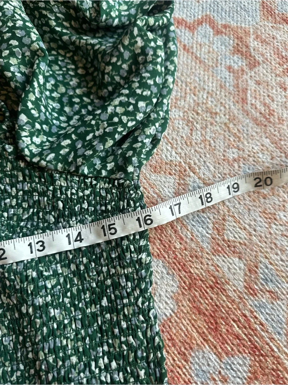 Abercrombie and fitch puff sleeve green floral peasant blouse size large